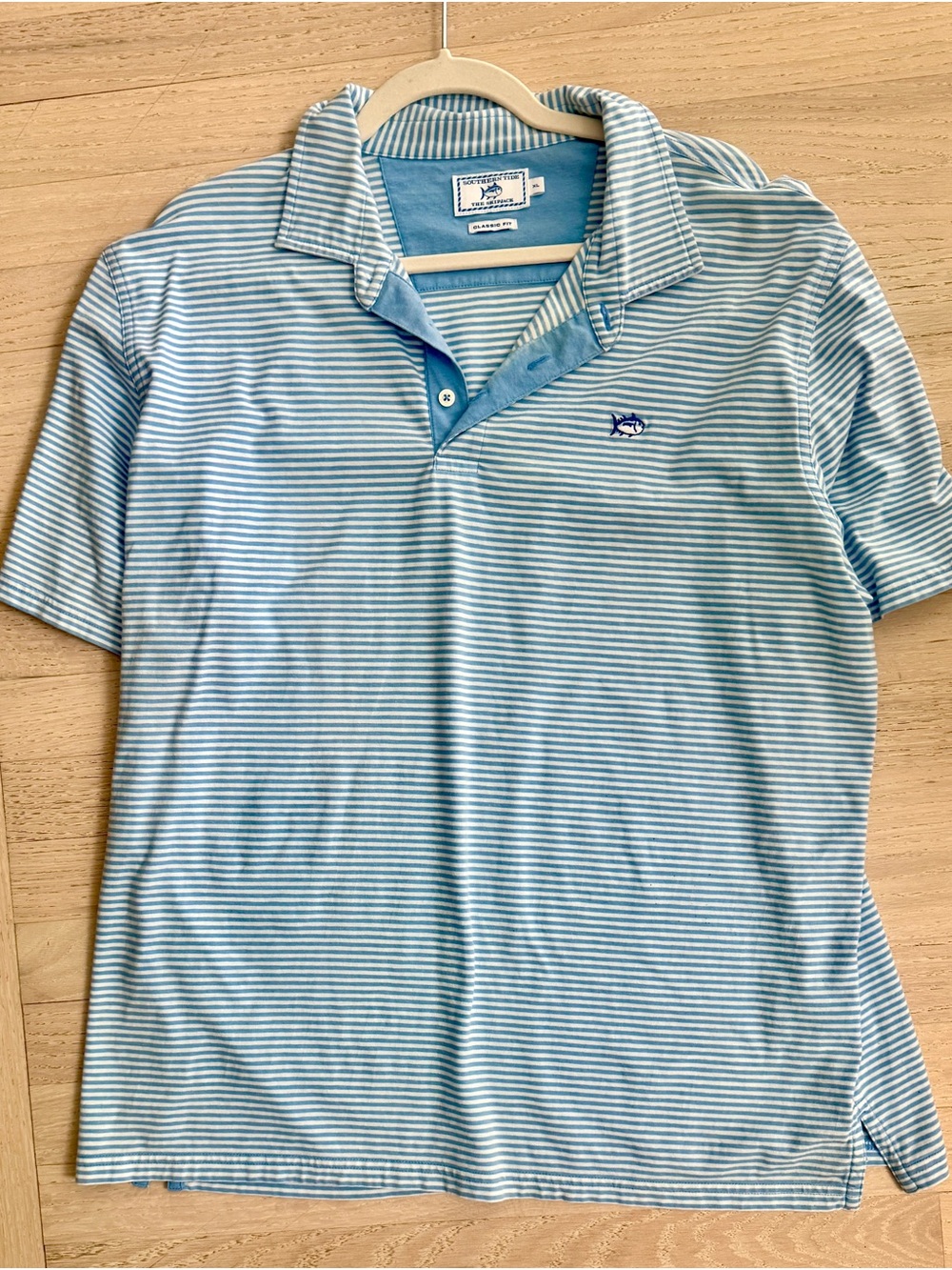 Southern Tide Light Blue & White Striped Polo
